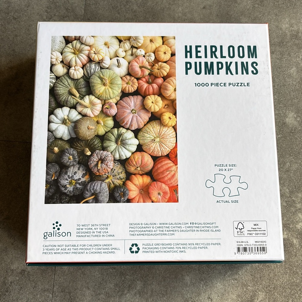 Galison Heirloom Pumpkins 1000 Piece Puzzle - Picture 2 of 3